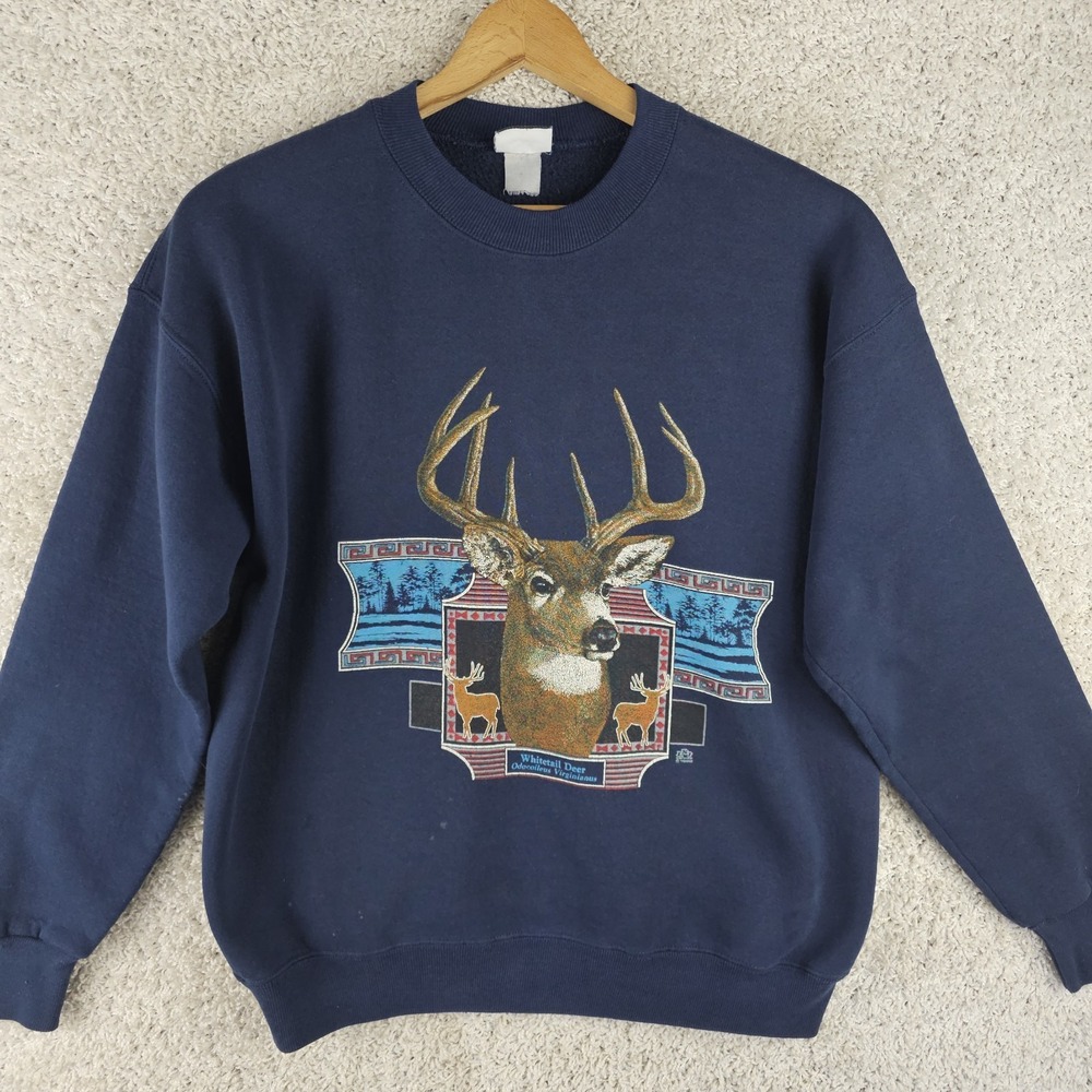 Vintage 90s Lee Sturdy Sweats White Tail Deer Sweatshirts Sz Medium Made In USA